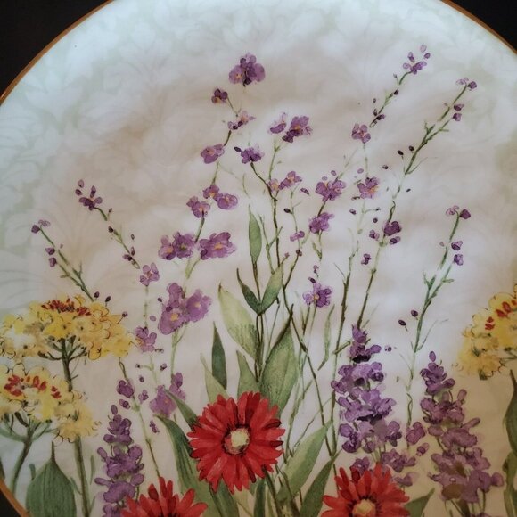 Set Of 2 Pier 1 Imports Botanical Garden Plates With Floral Design 10" Earthenwa - Picture 7 of 7